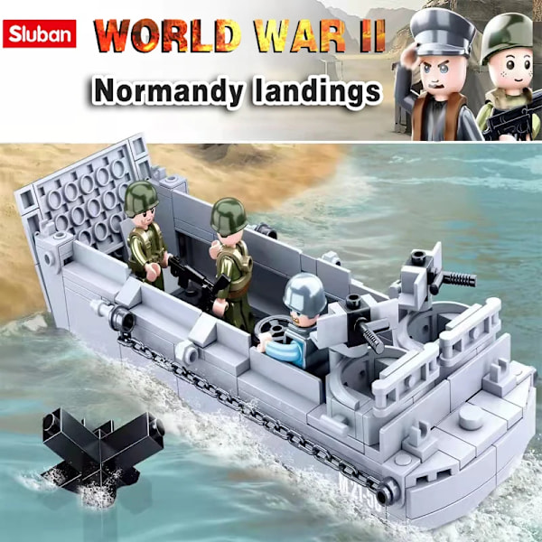 Ii 2 Militärbyggstenar Normandie Landningar Storbritannien USA Tyskland Arméuppsättningar Klossar Leksaker Fordon Pershing Panther Tankar 323Pcs No Box M