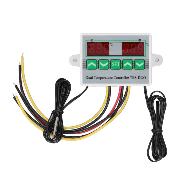 Digital temperaturregulator dobbel display dobbel kontroll multifunksjonell høy presis elektronisk termostatbryter 220V