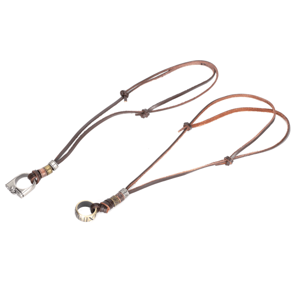2st läder tröja kedja handgjord retro justerbar lång zinklegering hänge halsband