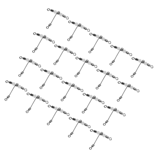 20 stk T-form lysende fiskedrejet 3-vejs konnektor Cross Line rullende drejeled med perler 8x10 #