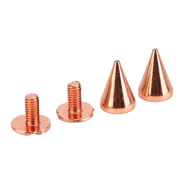 100 set Spiked Cone Spike Stud Hög hårdhet Metallplätering Rose Gold Skruv Back Dubbar Spikes Kit för DIY Kläder Skor 7x10mm