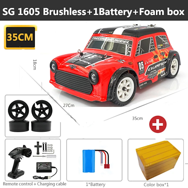 1:16 4WD RC-bil Uppdaterad version SG1605 1606 2.4G Driftbil 60km/h Hög hastighet Drift LED-ljus Fjärrkontroll Lastbilar Pojkleksaker 1Battery  brushless(.102)