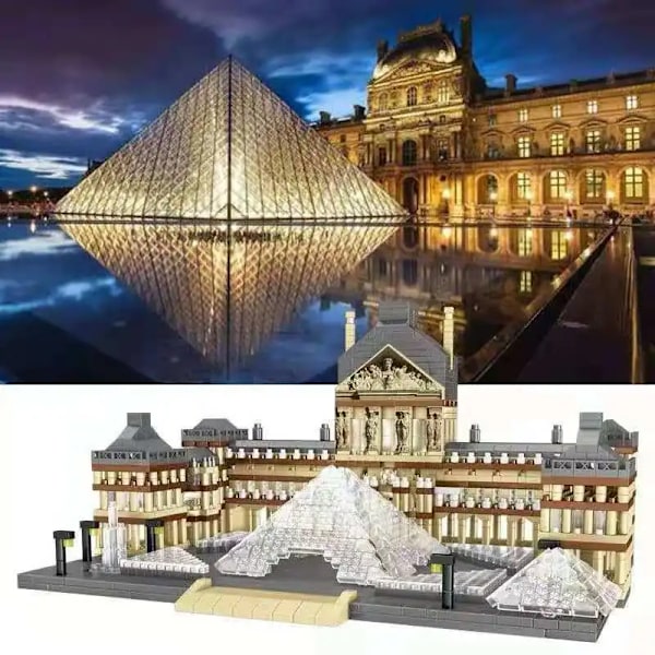 Lezi 8040 världens arkitektur mini byggstenar Paris Louvren museum 3D modell DIY diamant tegel leksak för barn gåvor with no box