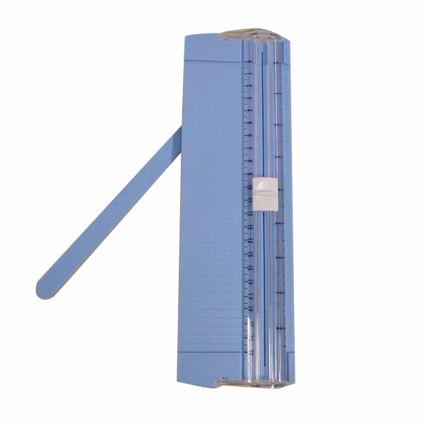 Liten papirkutter A5 Nøyaktig skjærelinjaldesign Multifunksjons papirtrimmer for kontorskolehjem Blå