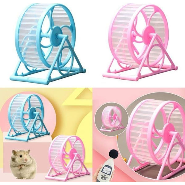 Träningshjul för hamster med ställ, leksaker för bur, blå
