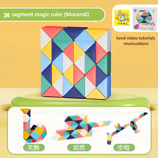 24-72 Segment Magisk Linjal Orm Kub Multi-Färg 3D Pussel Fidget Leksaker Transformerbara Kuber Barn Utbildning Leksaker Gåva Cubo Magico B 36 segments