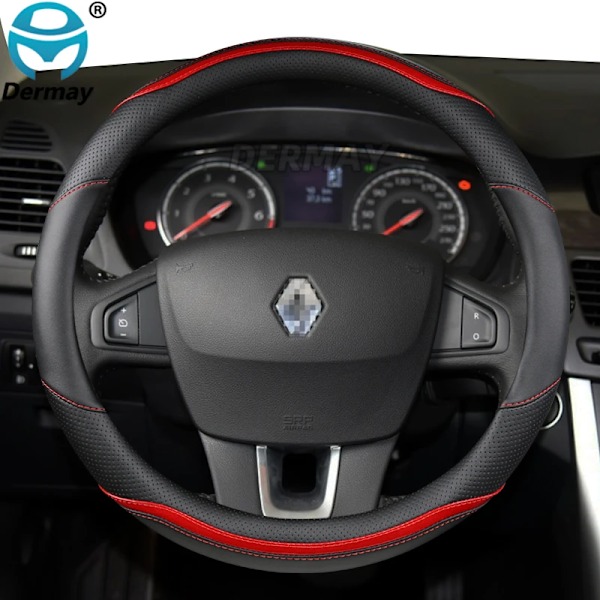 Rattrattstyrningshölje i mikrofiberläder + kolfiber för Renault Scenic 1 2 3 4 Grand Scenic Megane biltillbehör O shape Red