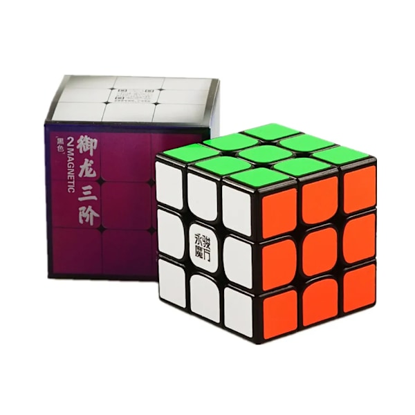 [Ecube] Yj Yulong V2 M 3X3 Svart och Klistermärkeslös Speed Cube 2M Magnetisk Magic Cube Puzzle Cubo Magico för Barn Black