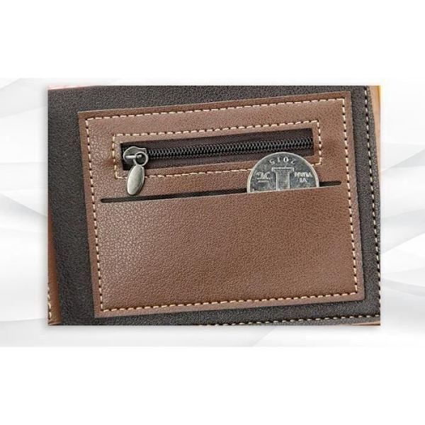 Kort herrplånbok i mjukt PU-läder - Brun - Ljusbrun - Storlek 11,5*9,5*1,5 cm light brown