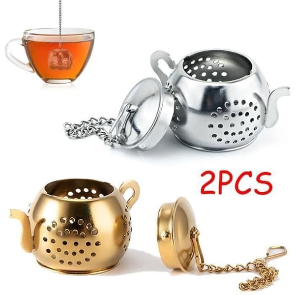 Tekula, teinfuser i rostfritt stål, tefilter med kedja, tekannaformad tesil, för kopp