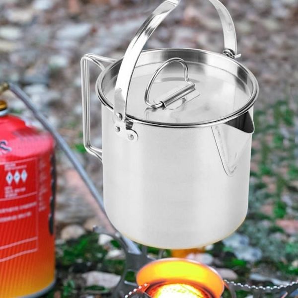 Zjchao Campingkittel 1.2L Portabel Rostfri Vikbar Vattenkokare Utomhus Matlagningsutrustning Kaffe