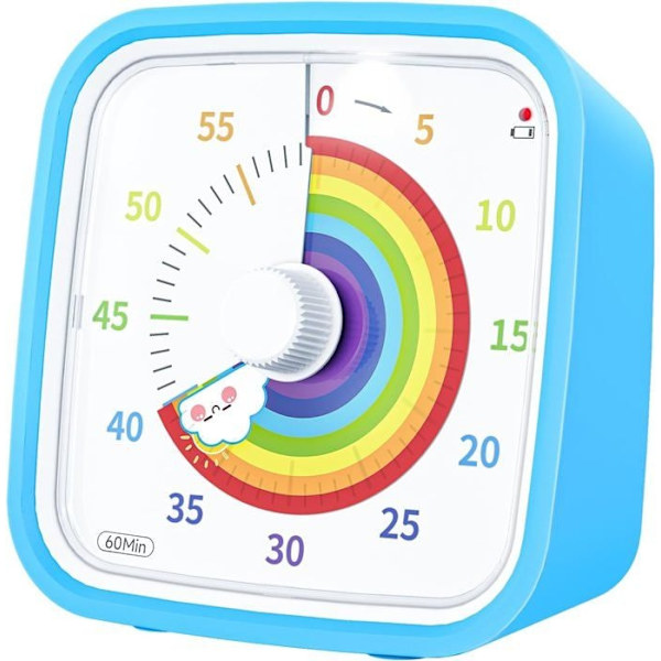 Timer för barn, 60 minuters nedräkningstimer för barn och vuxna (Regnbågsblå)