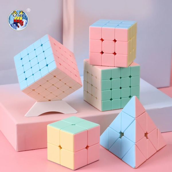 Sengso Speed Cube 2X2 3X3 4X4 5X5 Macaron-serie Stickerless Magic Cubo Rubick Profession Pussel Högkvalitativa Fidget Leksaker för Barn Pyramid