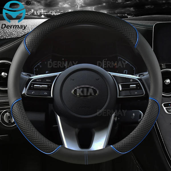 Mikrofiberläder rattöverdrag för Kia Ceed Xceed Ceed SW Pro_ceed GT biltillbehör interiör D shape Blue
