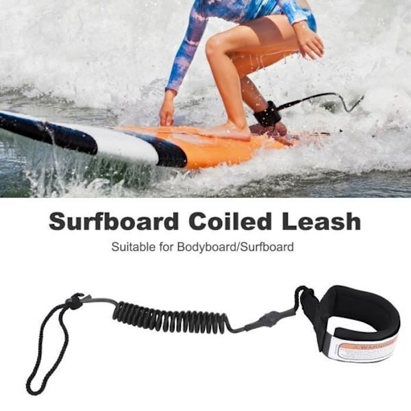 Stand Up Paddle Board 5 mm Spiralvristband Fotsnöre Surfkoppel för Surfbräda (Svart)