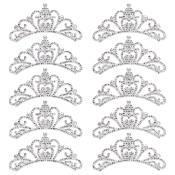 10 STK Rhinestones Cloth Applique Kroneformede lapper Klær Tilbehør8,3x4,5cm Hvit
