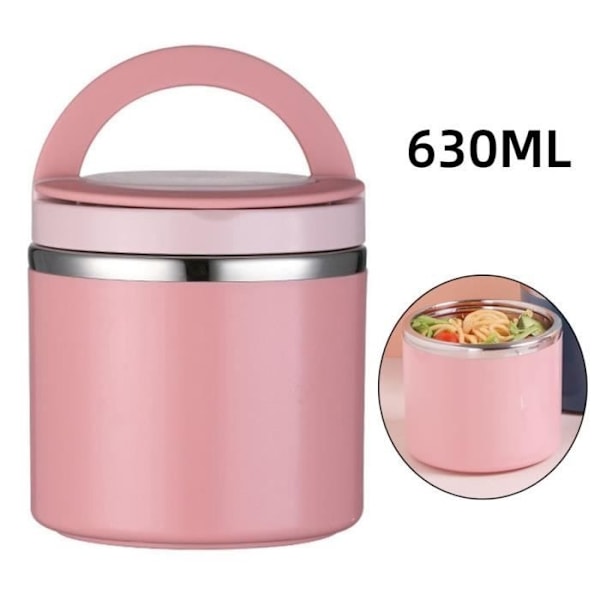 Isolerad matbehållare - Rosa - Rostfritt stål - 630 ml - Läcksäker Pink