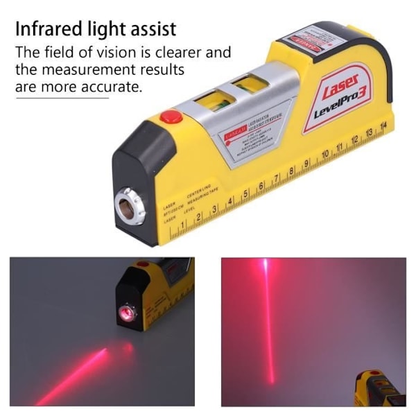 Hurrise Digitalt vattenpass med bubbla, infraröd laser och måttband, hög precision