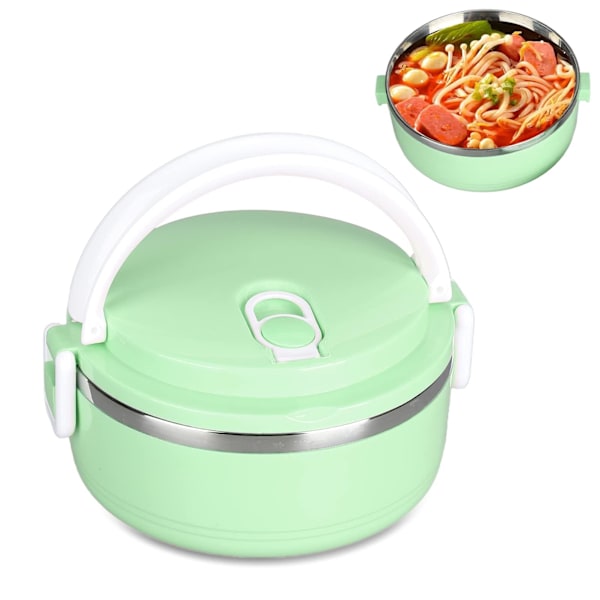 Thermos For Hot Food,Insulated Box 304 Stainless Steel Round Lunch Box Sealed Food Containers(single layer-green)