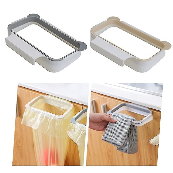 2 Pieces Kitchen Trash Bag Holder, Hanging Trash Bag Holder, Bag Holder For Plastic Bags Rubbish, Kitchen Hanging Bin Holder (apricot, Gray)