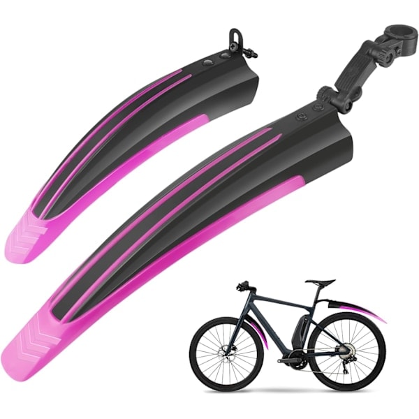 Cykel Skærmsæt, Bærbart Justerbart Racercykel Mountainbike Cykeldæk For- og Bagskærme (Pink)