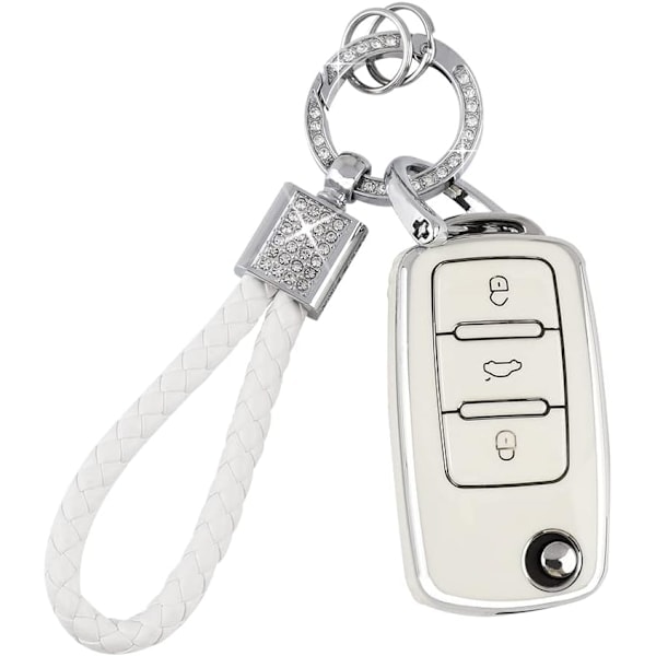 Nøglevedhæng til Volkswagen VW Bilnøgle Tiguan Jetta Beetle Passat Golf GTI Tilbehør Sødt TPU Smart Nøgleetui Beskyttelse Bling Krystal