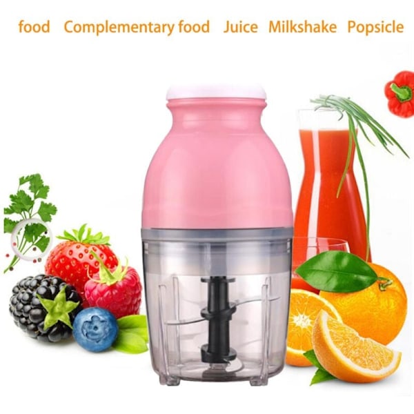 Hushållsblender, elektrisk blender, smoothieblender, matberedare för barnmat, köttkvarn, europeisk kontakt, rosa