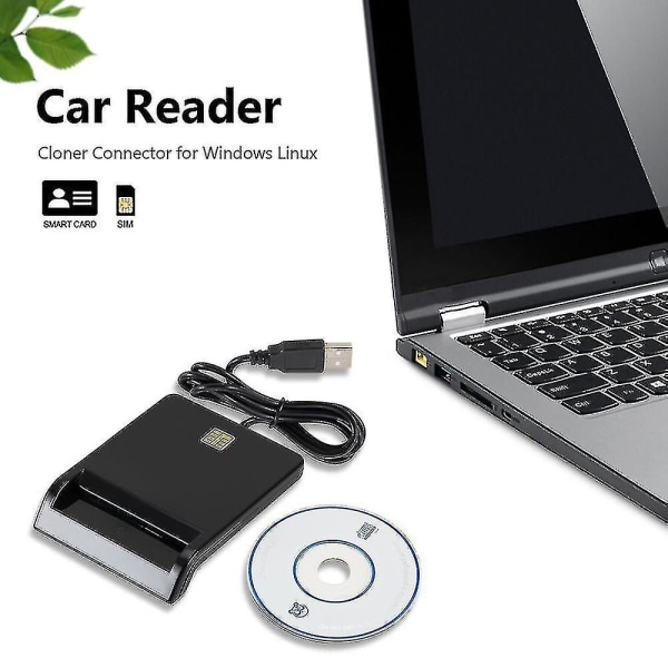 Usb 2.0 Smart-ID-kortleser for SD ATM Cac Tf Bankkort Sim-kortleser Usb-ccid Iso-kontakt for Windows Linux