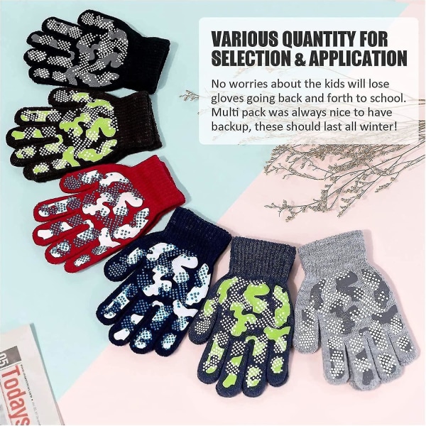 6 par hansker barn, barnehansker vinter, stretch full finger hansker, vintergave
