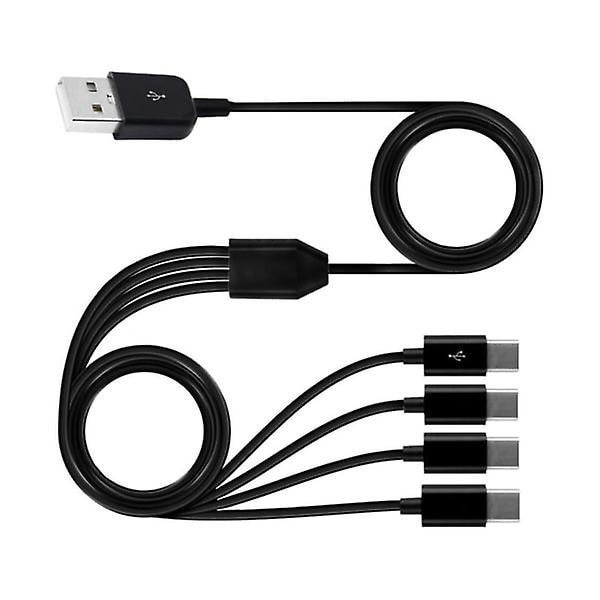 Multi USB C Splitter Kabel 4 i 1 Snabbladdningskabel med 4 Typ-C Hane Portar för Telefoner Surfplattor