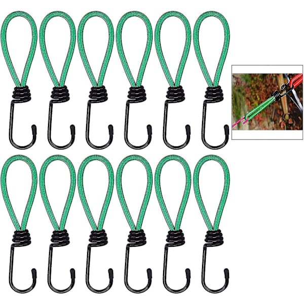 12 kpl Bungee-koukku, Tarp Bungee-koukku Joustava Bungee-köysi Leirintä Koukulla