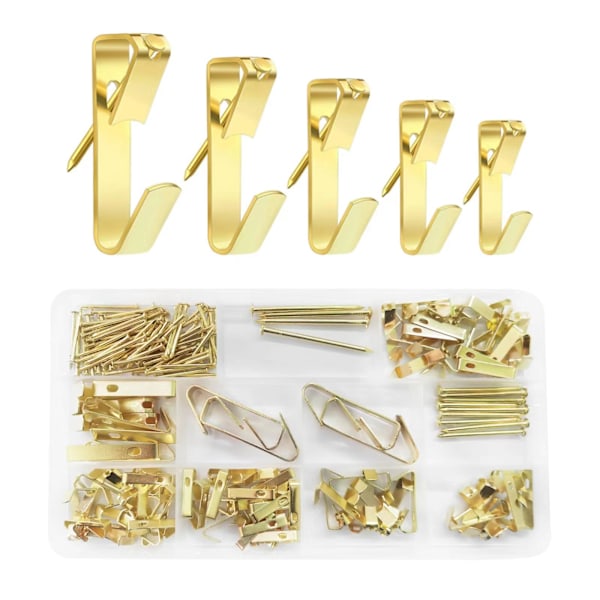 Tavelfästen, 180 st tavelfästen med spikar, 10-100 pund tavelfäste kit, professionella tavelfäste krokar (Guld 10-100 pund)