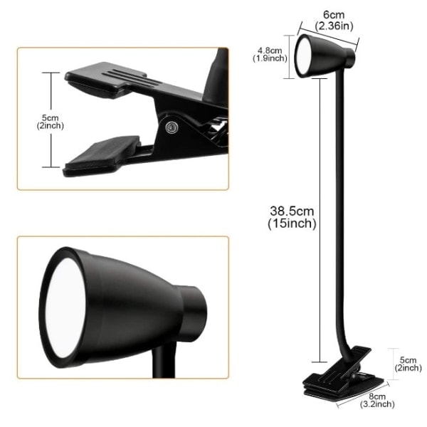Dimbar LED leselampe/klemmelampe 3000-6500K