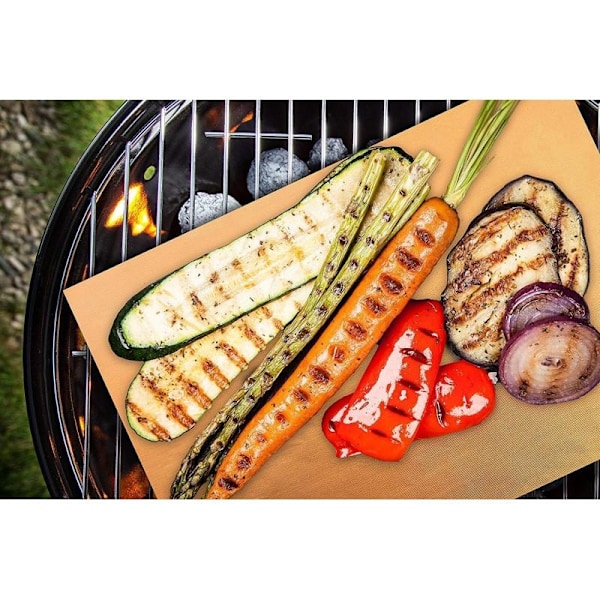 Kobbergrillmatter for utendørsgrill, sett med 6 kraftige grillmatter, non-stick grillmatter og bakeplater