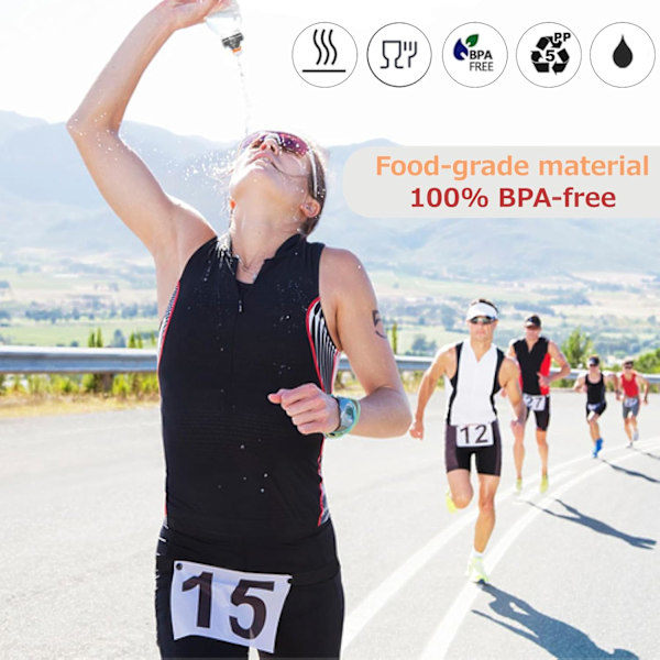 BPA-vapaat juomapullot, tiiviit juoksuvyöhön ja juoksuliiveihin, 170 250 280 ml, triathloniin, maratoniin, vaellukseen ja pyöräilyyn, 170 ml