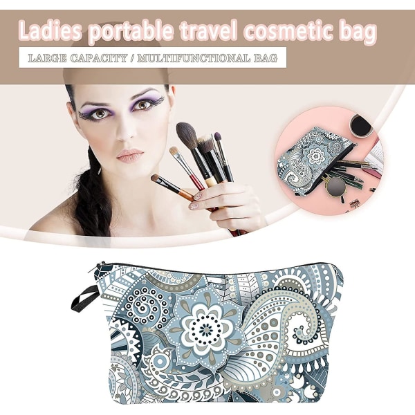 Färgglad kosmetisk väska Vintage Liten sminkväska Resa Toalettväska Makeup väska med dragkedja för kvinnor (f)