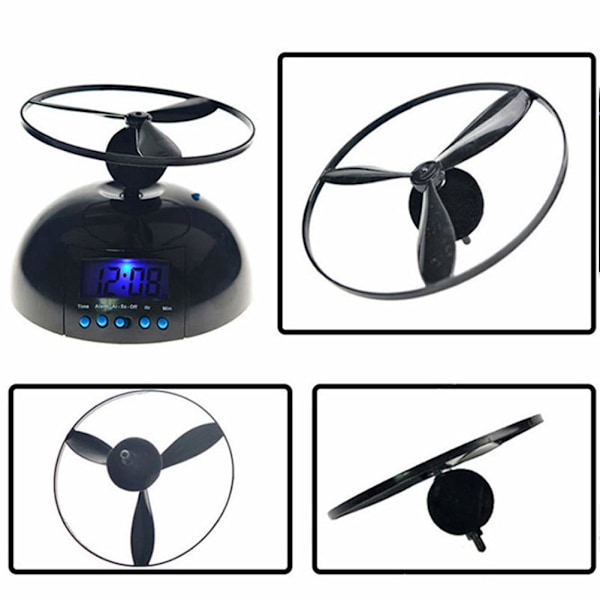 Flygande väckarklocka Digital LED väckarklocka Gadget Sovrum Propellerklocka Hög (Svart - 1st 5,51x2,36 tum)