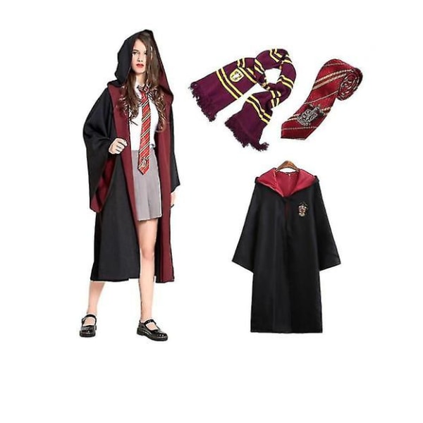 Vuxen Män Wizard Harry Potter Fancy Dress Kappadräkt 3st-1 a Red XL