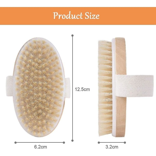 Body Brush, Natural Bristle Shower Brush, Dry Brushing Back Scrubber For Exfoliating, Massage, Improve Blood Circulation Cellulite