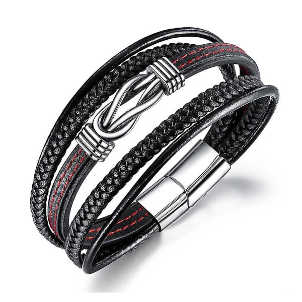 Stainless Steel Personality Magnetic Buckle Tide Men's Titanium Steel Bracelet Men's Punk Leather Bracelet