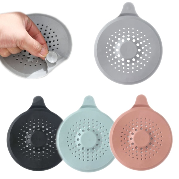 Silicone Shower Drain Hair Stopper for Bathroom Kitchen Shower Easy to Clean and Durable with Suction Cups (Round)