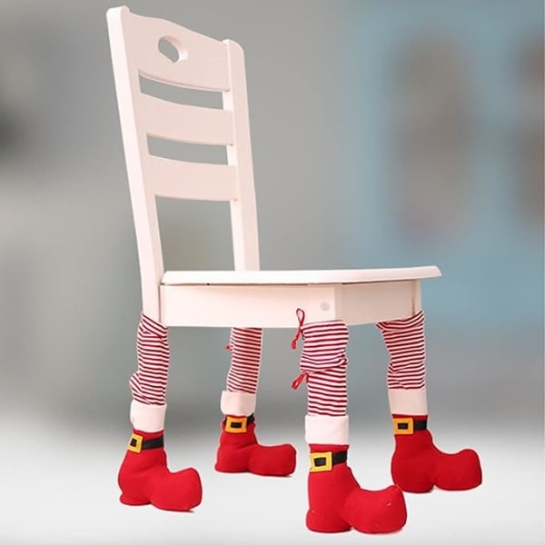 4-pack Christmas chair leg covers Christmas decorations Table covers Home decor Dining table covers Chair leg covers Christmas