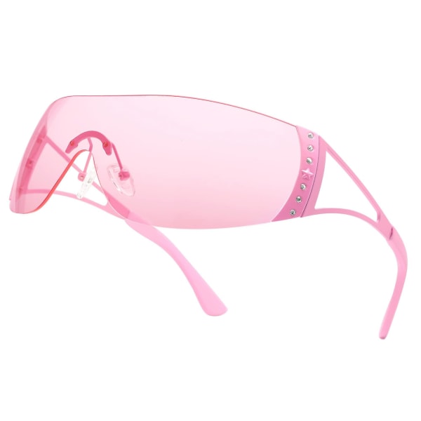 Rimless Clear Wrap Solglasögon, Rosa