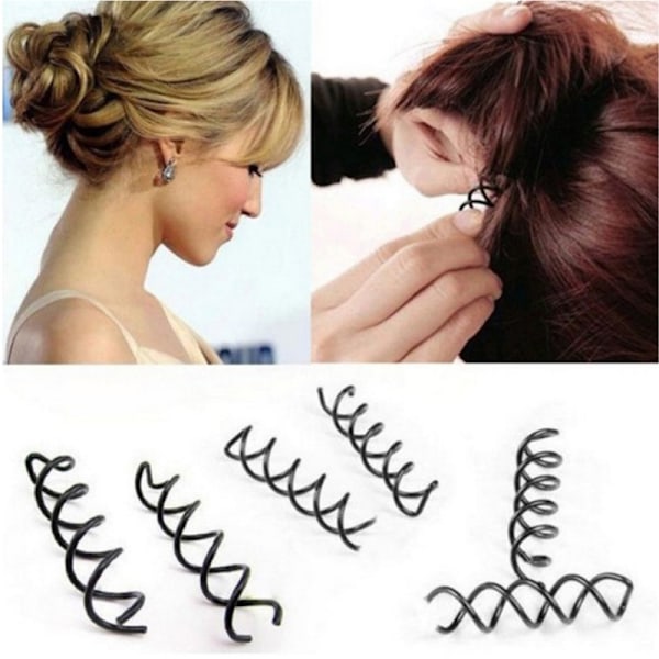 12PC Spiral Hair Pins, Twist Hair Pins Hair Pins Spin Pins Non-Scratch Round Clip for Women Hair Style DIY (Black)