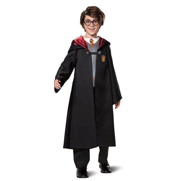 Hermione Granger kostym, Harry Potter Wizarding World Outfit för barn Printed väst + svarta byxor + jacka a M