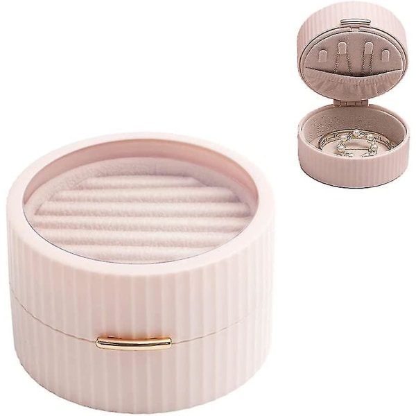 Small Jewelry Box, Travel Jewelry Box, Jewelry Organizer, Double Layer, Flannel Lining(pink)