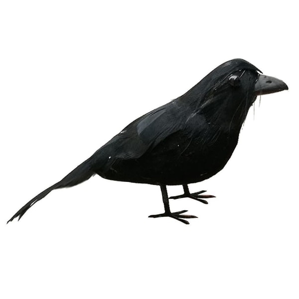 Simulering Svart kråka Realistisk fjäderkråka konstgjord fågel Korprekvisita konst och hantverk för festdekoration - svart, 16 cm 16cm