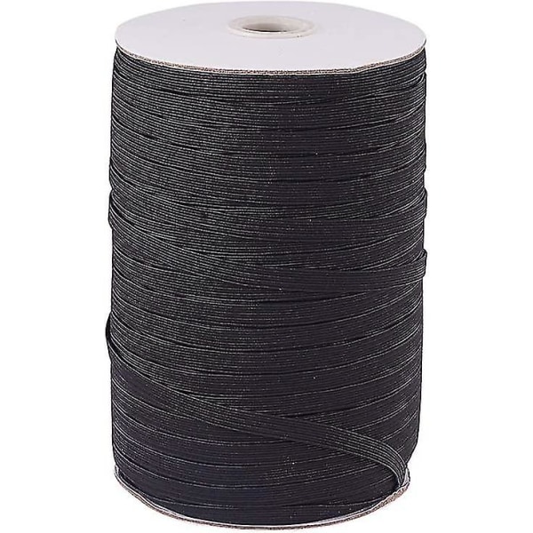 200yards/roll Flat Elastic Fibre Cord, Stretch Band Cord Spool Roll,6x1mm Black