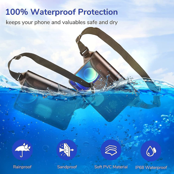 Waterproof Pouch Bag With Adjustable Waist Strap-screen Touchable Dry Bag With Adjustable Belt For Phone Valuables For Beach Swimming Snorkeling Boati