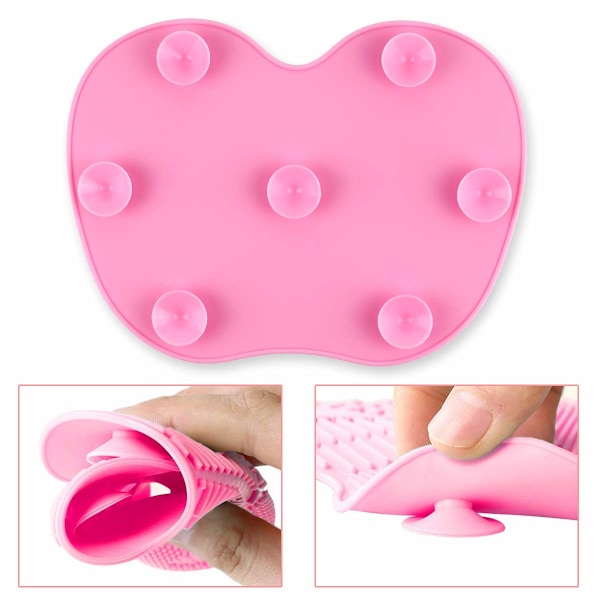 Borstrengöringsmatta Makeup Brush Cleaner Pad Kosmetisk borste rengöringsmatta Bärbar tvättverktyg Lätt att använda (rosa)